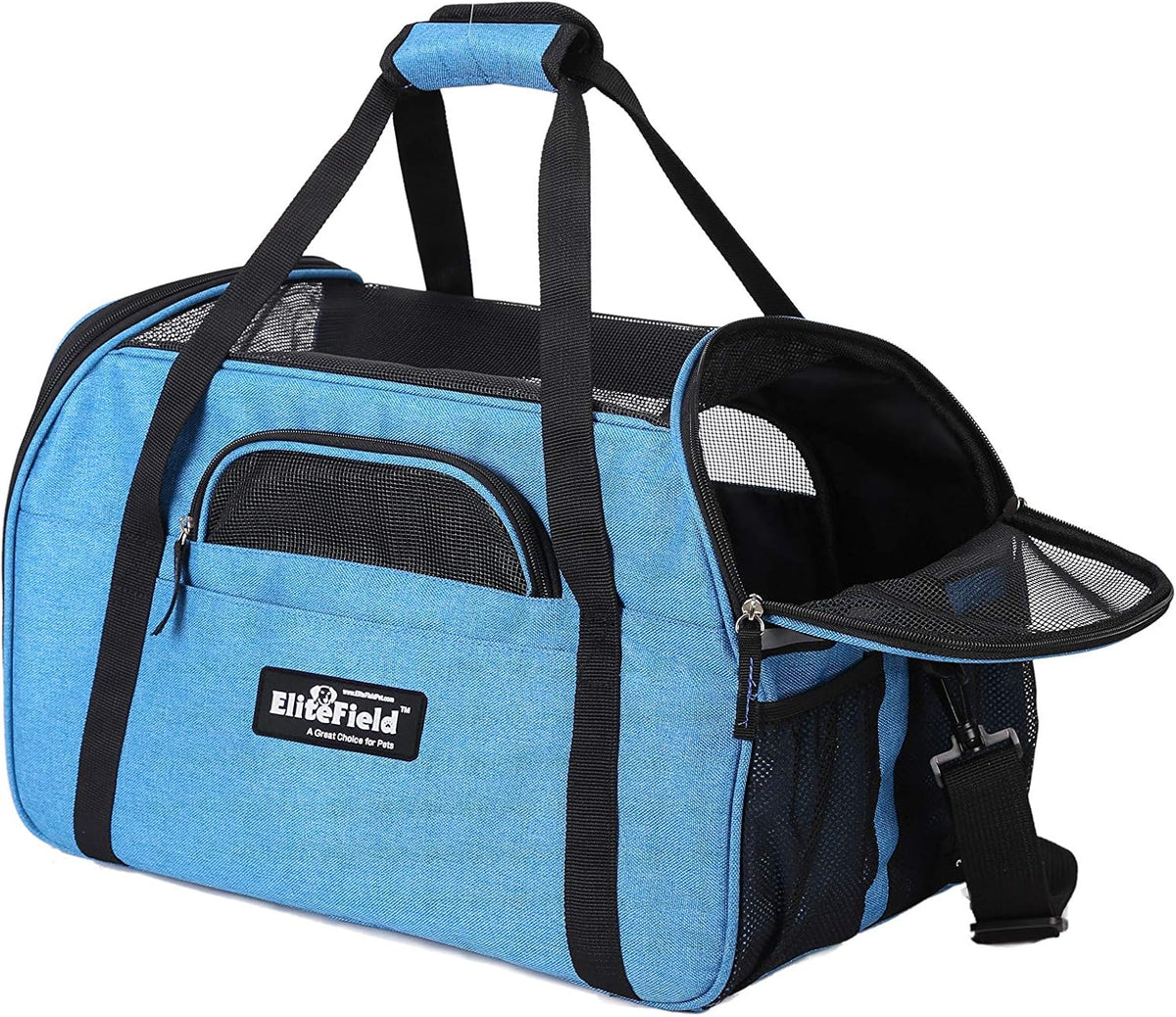 elitefield soft-sided pet carrier for cats & small shown in use