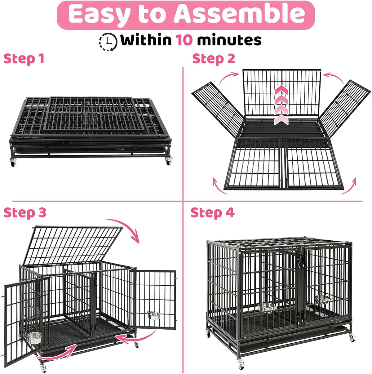 two tiers 42 inch stackable heavy duty metal, close-up detail