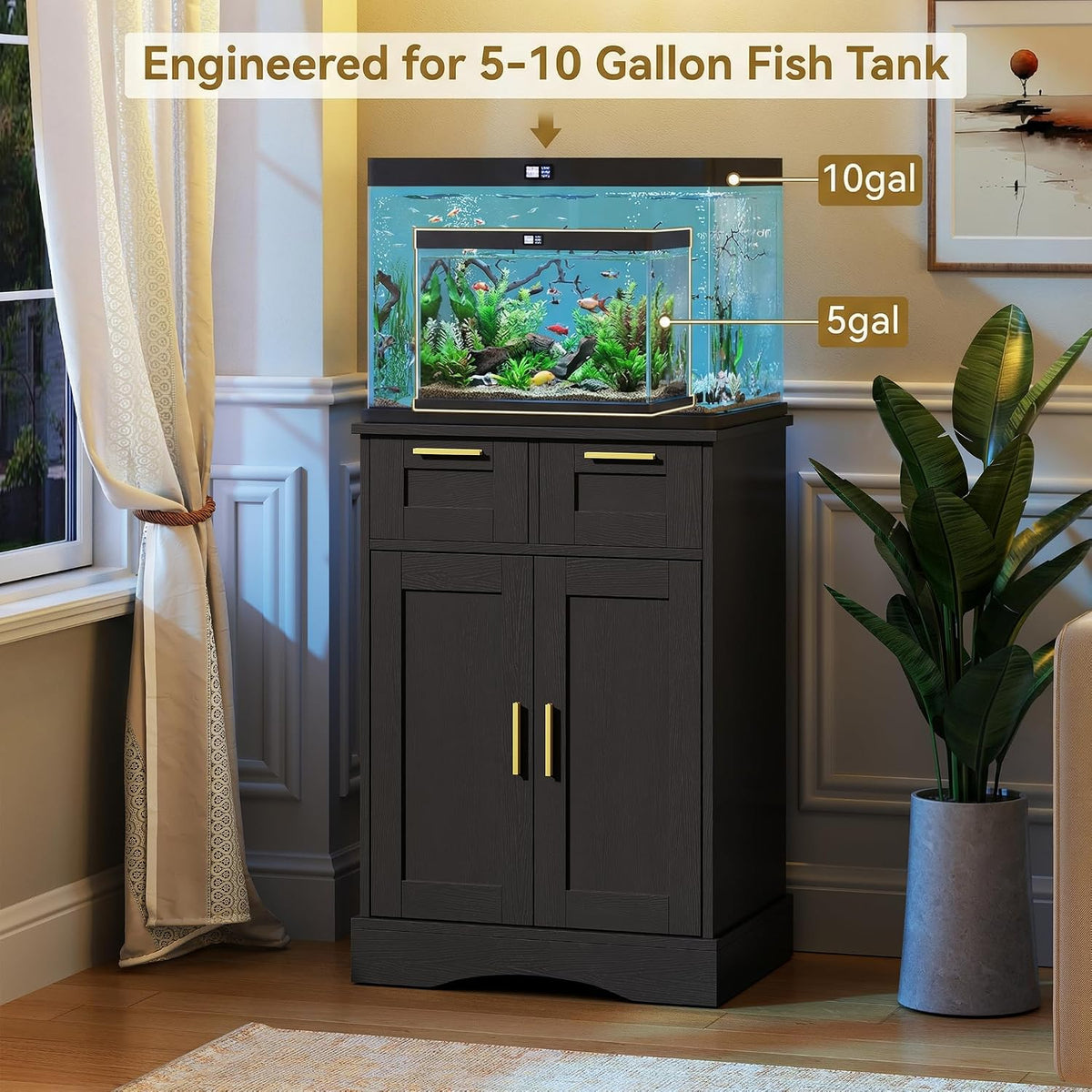 10 gallon fish tank stand for 5-10 gallon showing dimensions