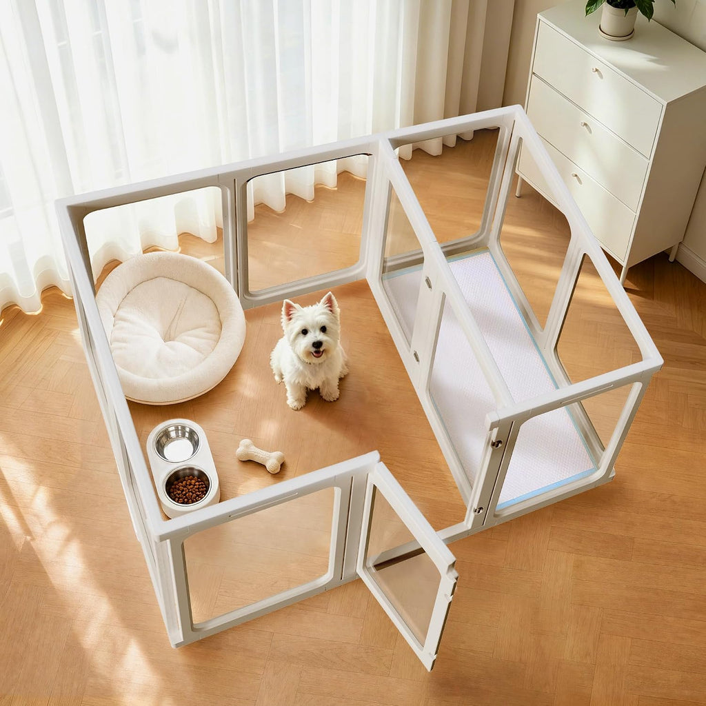 jalove acrylic indoor dog playpen for small and, side view