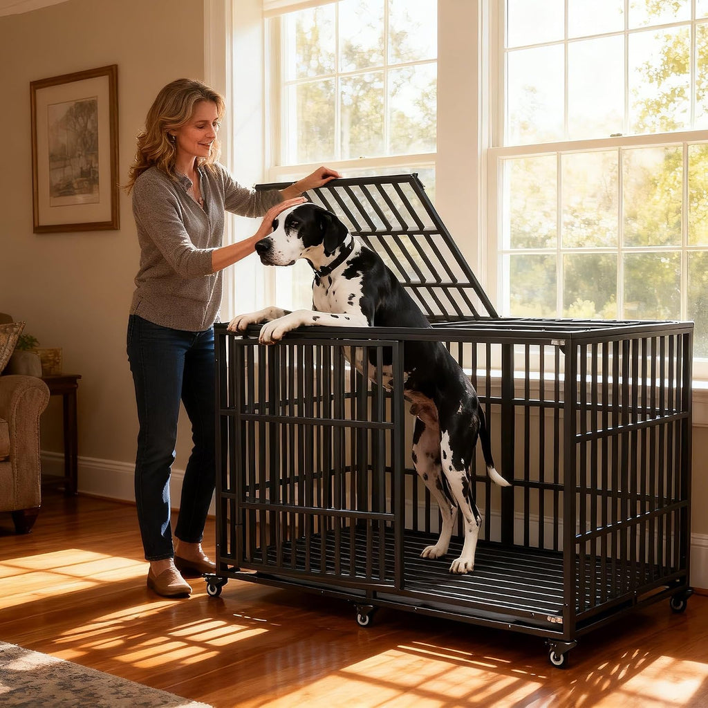 64 inch heavy duty dog crate, durable escape-proof, close-up detail