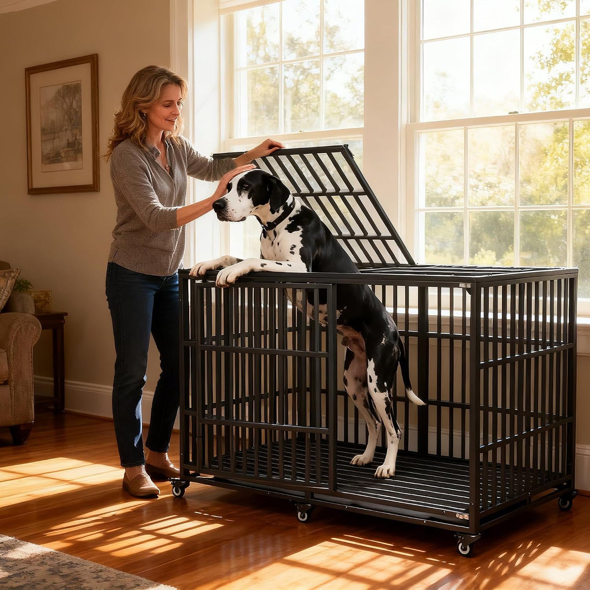 64 inch heavy duty dog crate, durable escape-proof, close-up detail