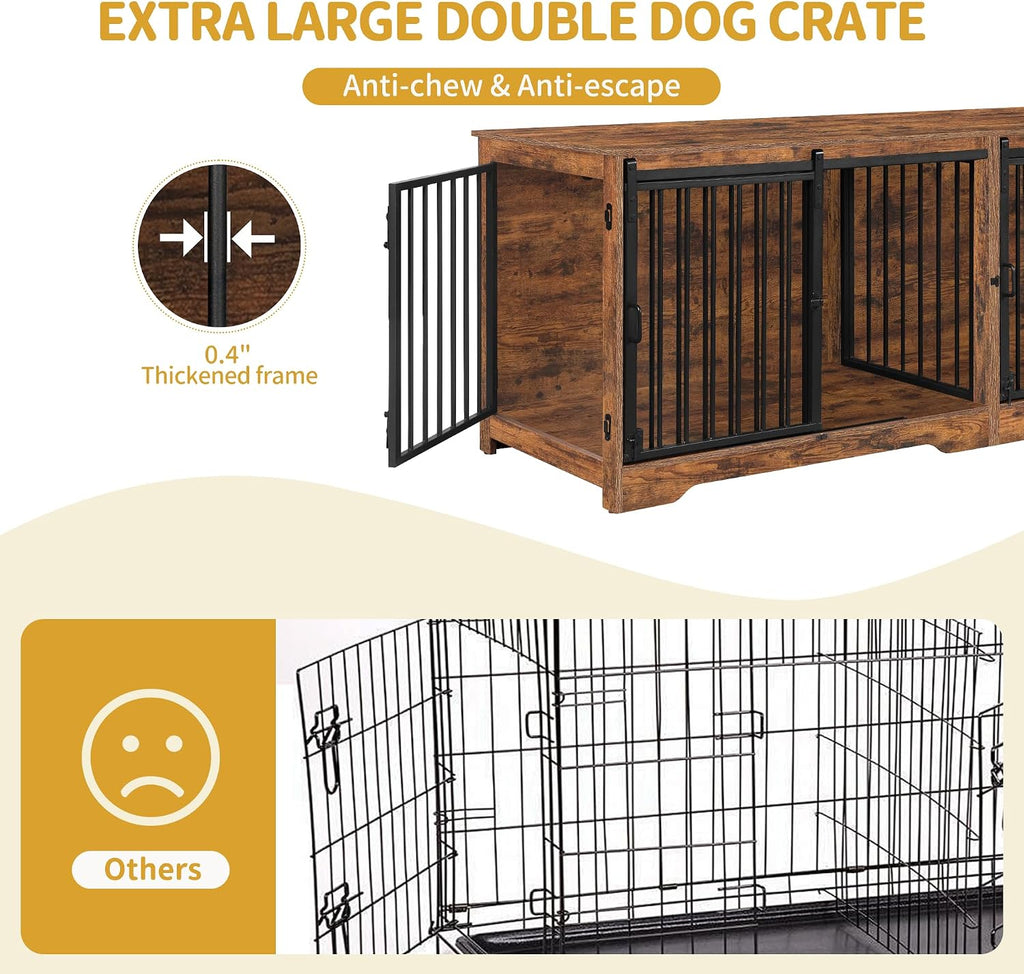 hzuaneri 77.6 in double dog crate furniture, dog, package contents