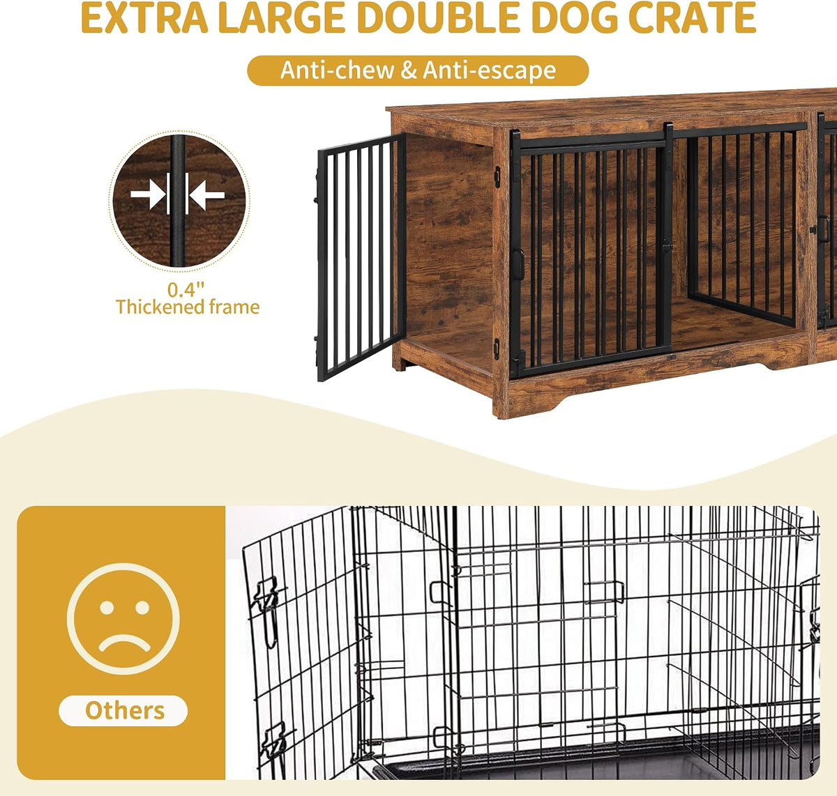 hzuaneri 77.6 in double dog crate furniture, dog, package contents