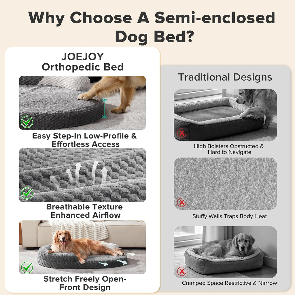 joejoy xl orthopedic dog beds large sized dog, side view