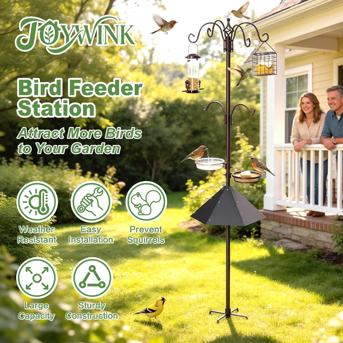 83" squirrel proof bird feeder pole kit with shown in use