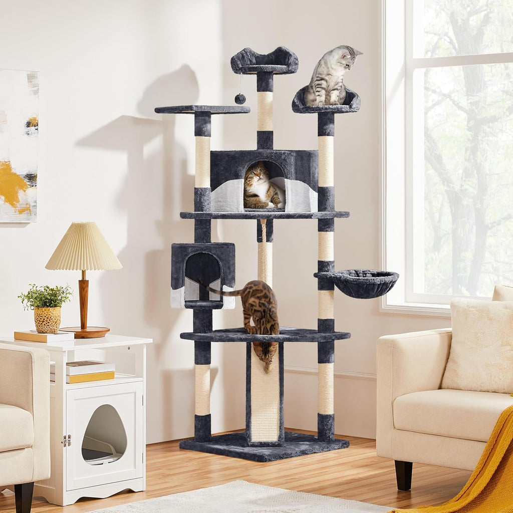 yaheetech 79in multi-level tall cat tree for multiple, front angle view