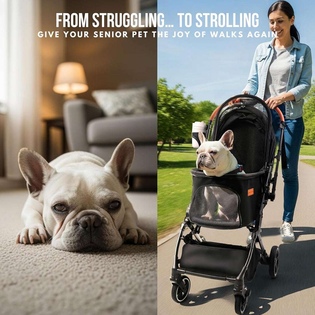 bicystar foldable dog stroller for small medium dogs, view 9