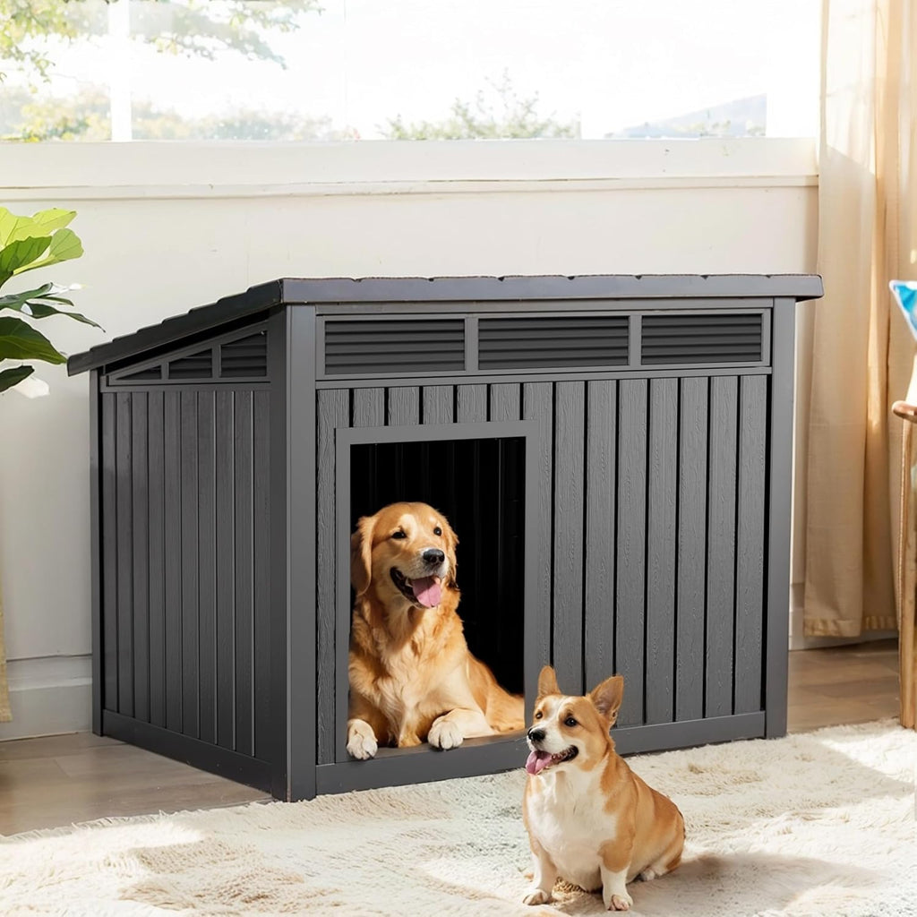 vixzen dog house outdoor & indoor, medium size, front angle view