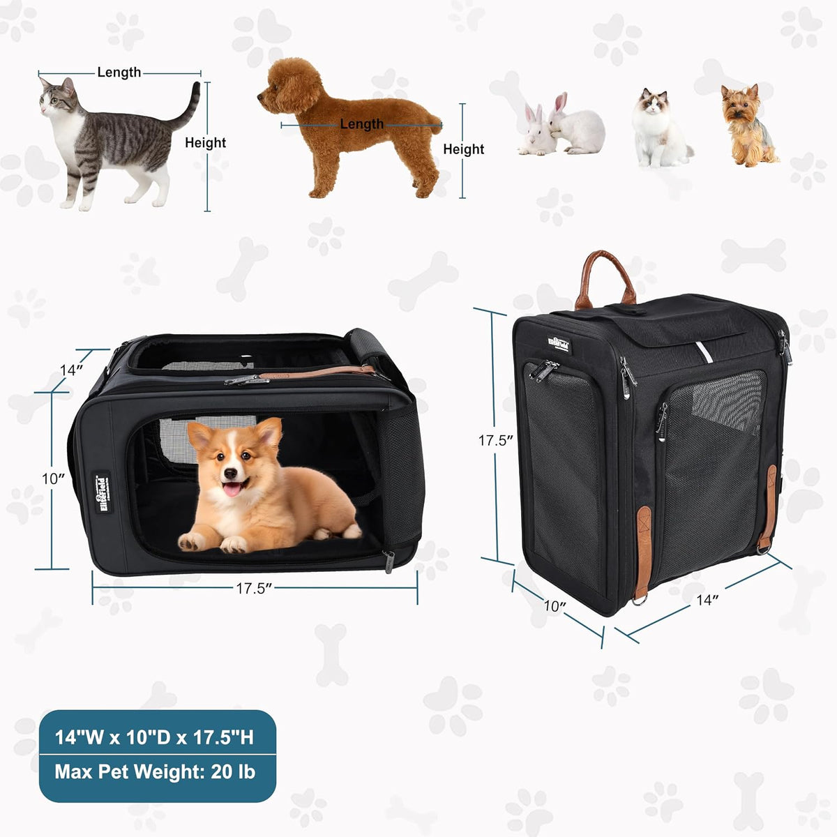 elitefield deluxe backpack pet carrier for cats and, side view