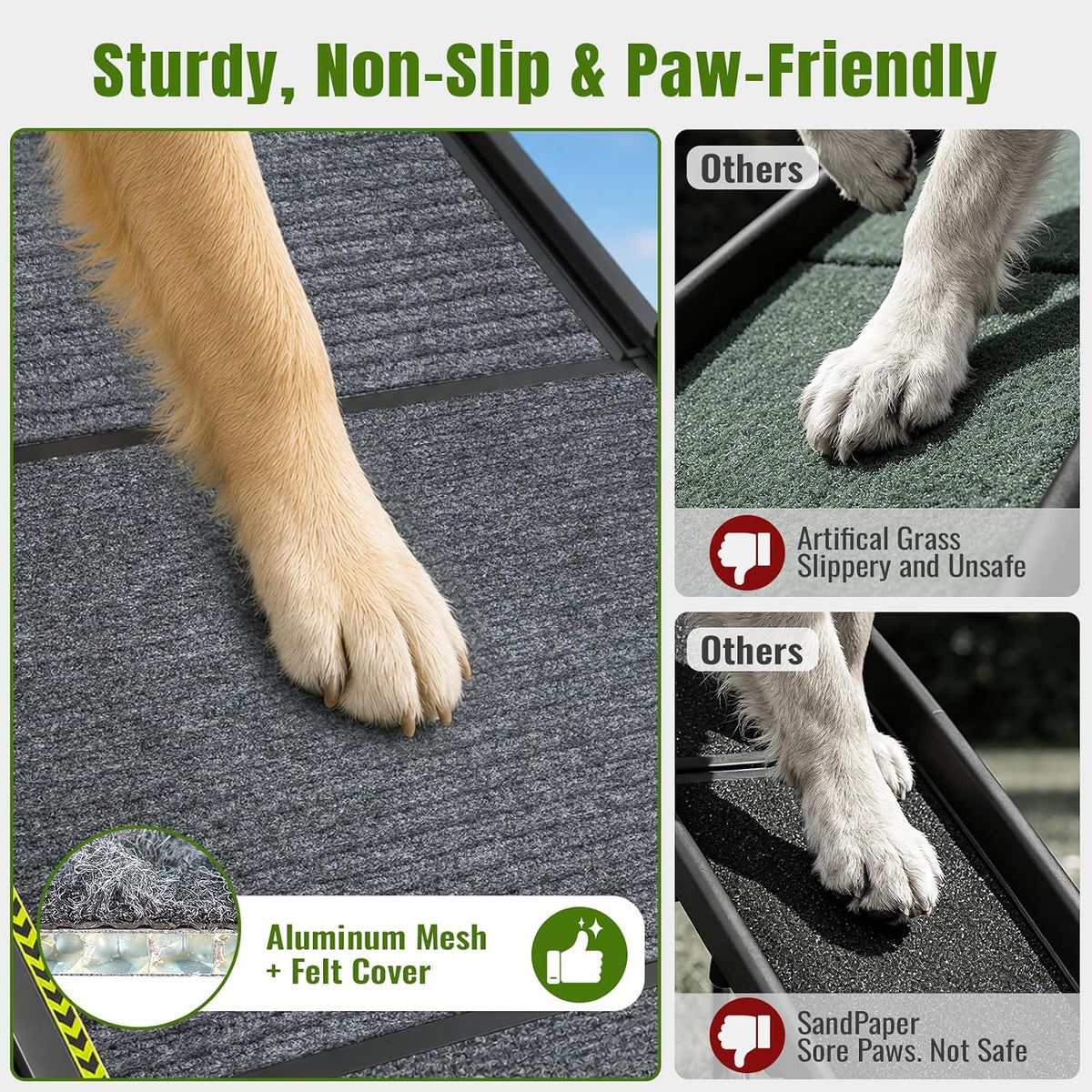 dog ramp for car 73" extra-long,telescoping pet ramp, side view