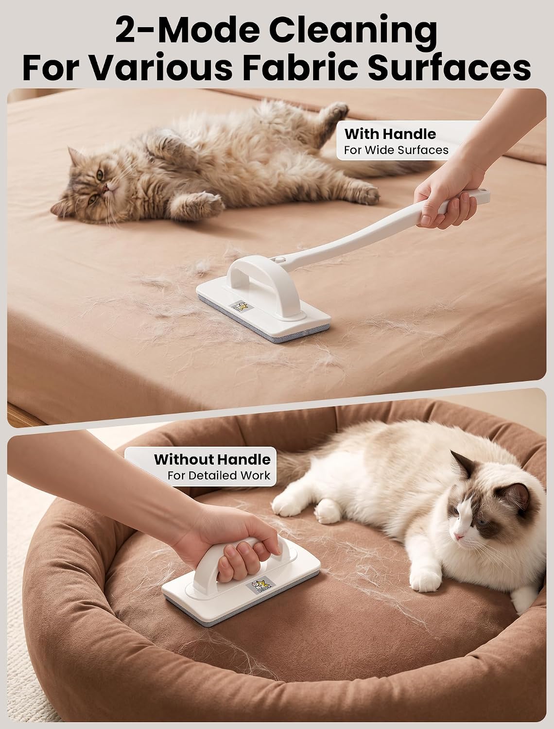 ordora reusable pet hair remover brush for furniture, side view