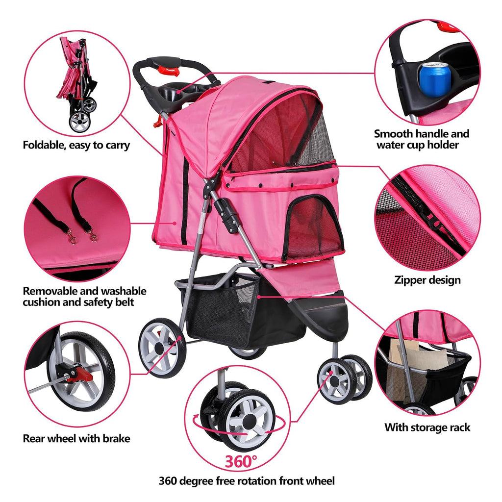 foldable pet stroller for cats and dogs 3, close-up detail