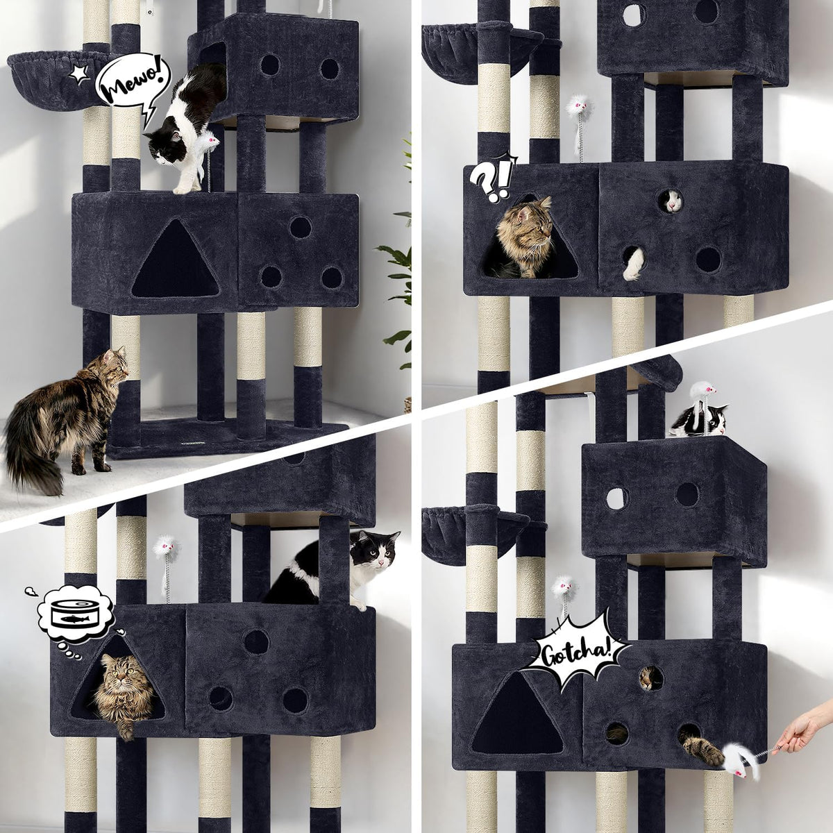 globlazer extra large cat tower for big cats shown in use