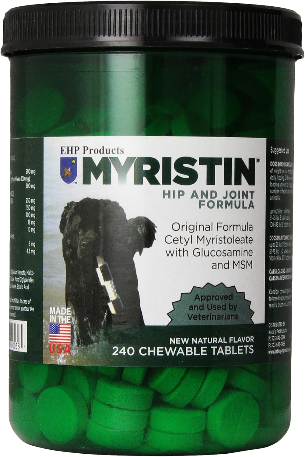 ehp products myristin canine 240 count joint formula, main product view