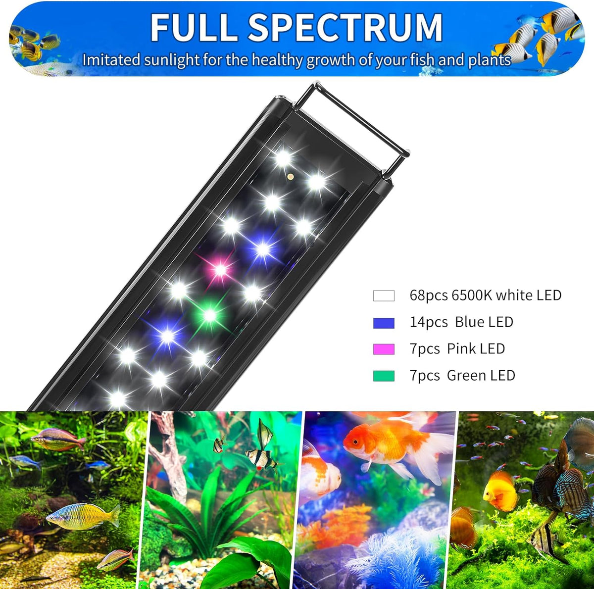 aquaneat led aquarium light full spectrum for 48 shown in use