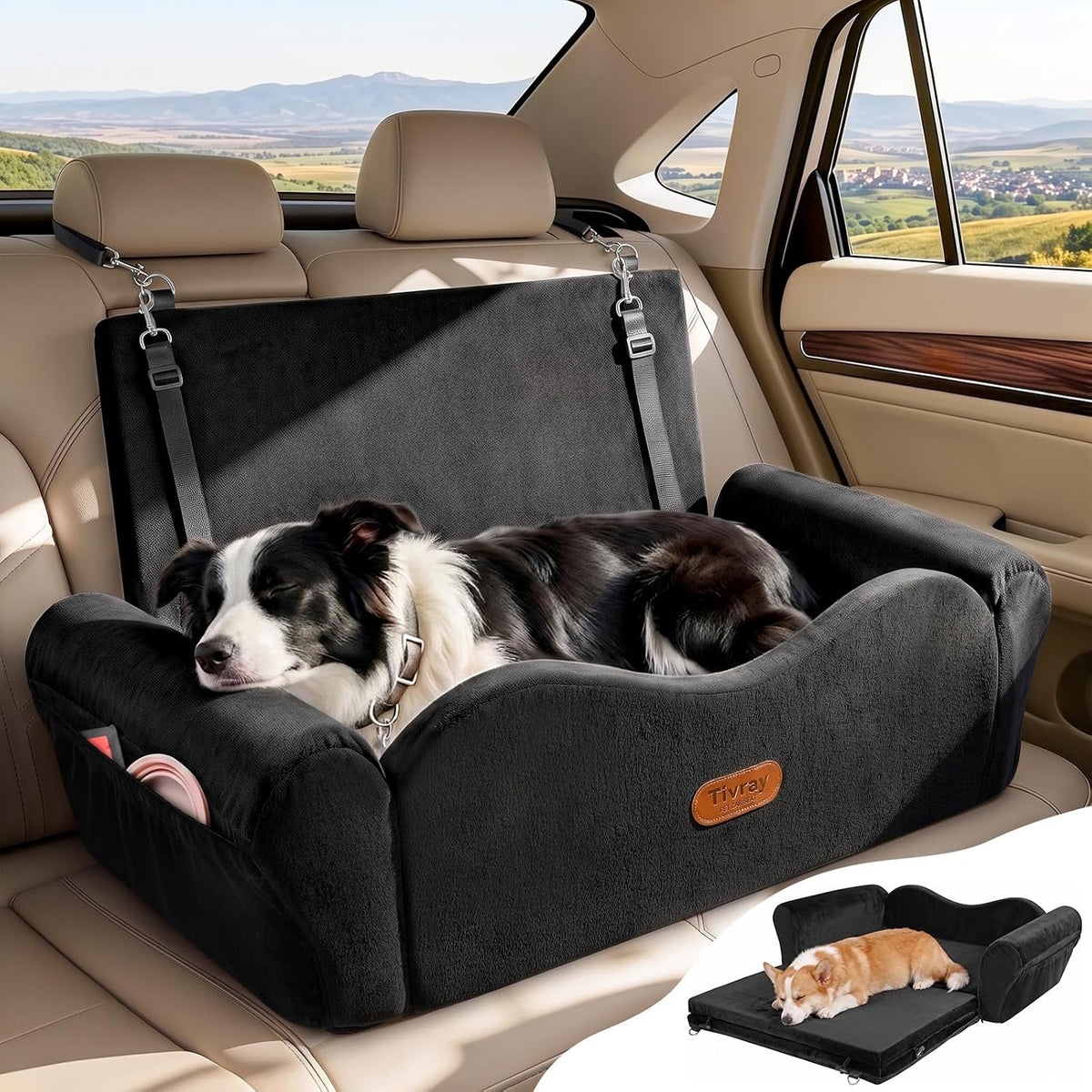 elevated dog car seat for 2 small dogs, main product view