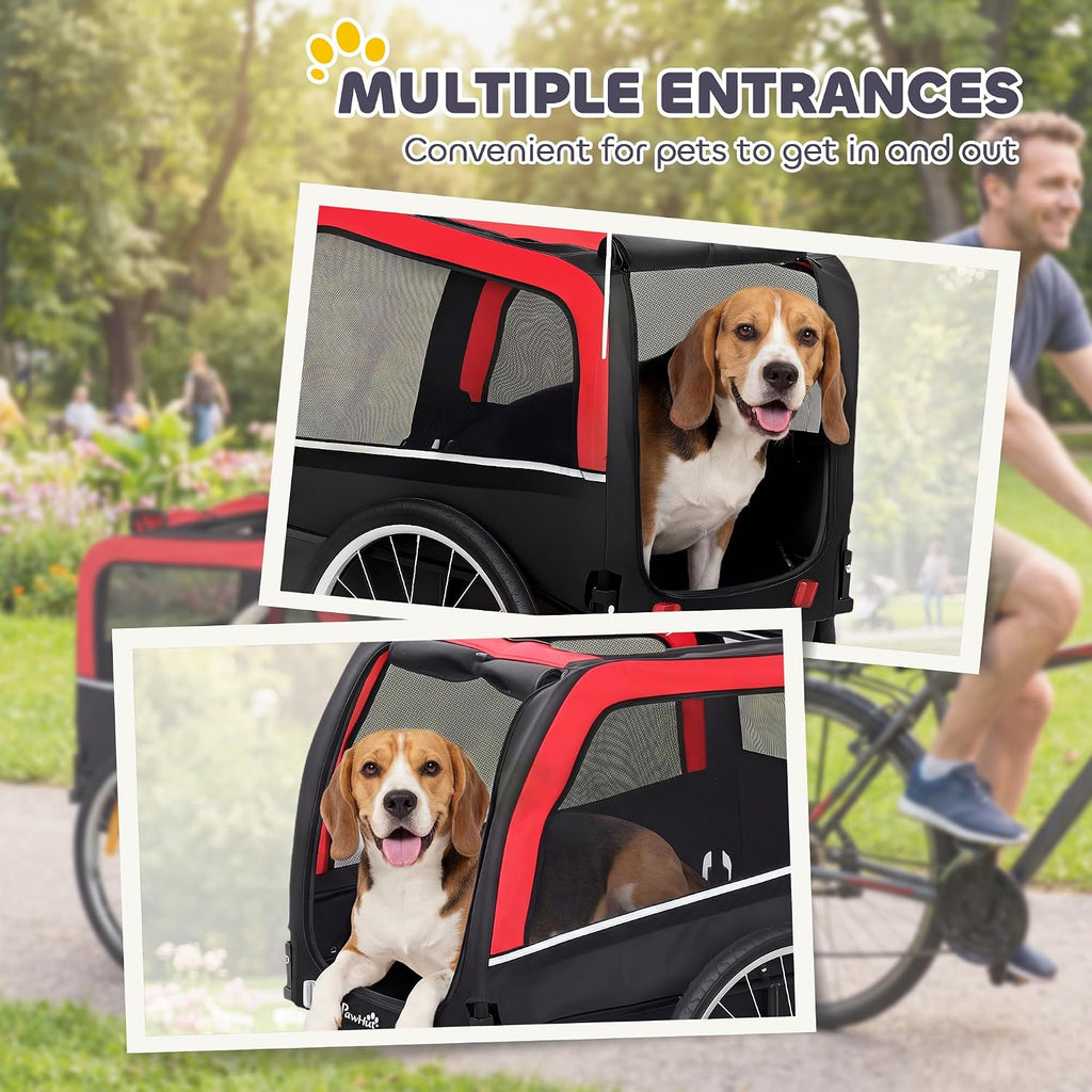 pawhut dog bike trailer 20" air tires for, front angle view