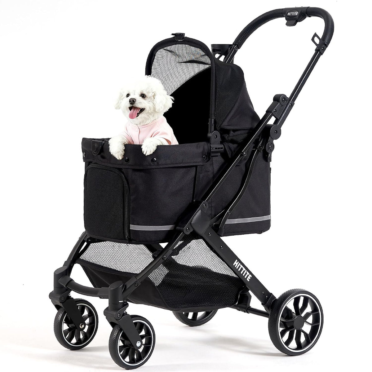 hittite pet stroller with weatherproof cover, all-terrain 4-wheel, main product view