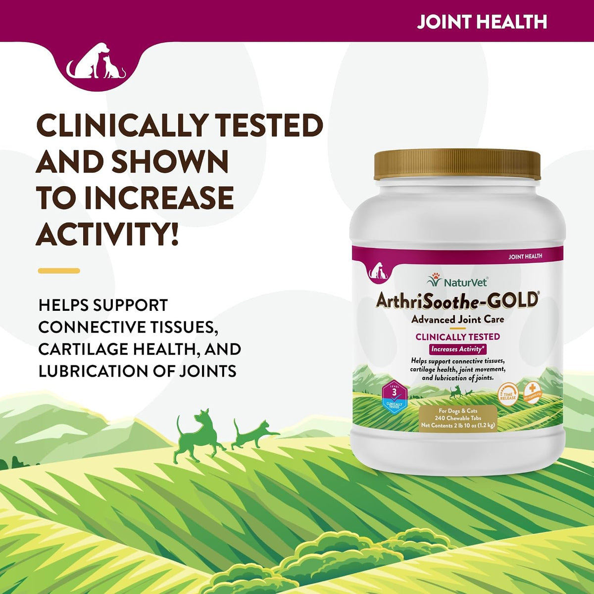 naturvet advanced joint care supplement, dogs & cats, close-up detail