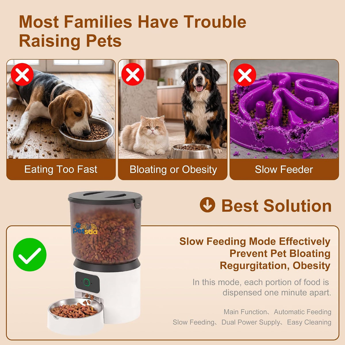 automatic cat feeders 4l timed dry food dispenser showing dimensions