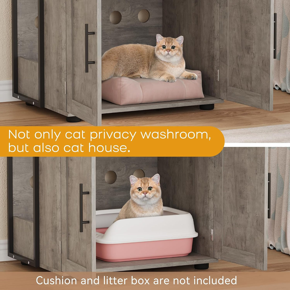 cat litter box enclosure with storage 2-in-1 hidden showing dimensions