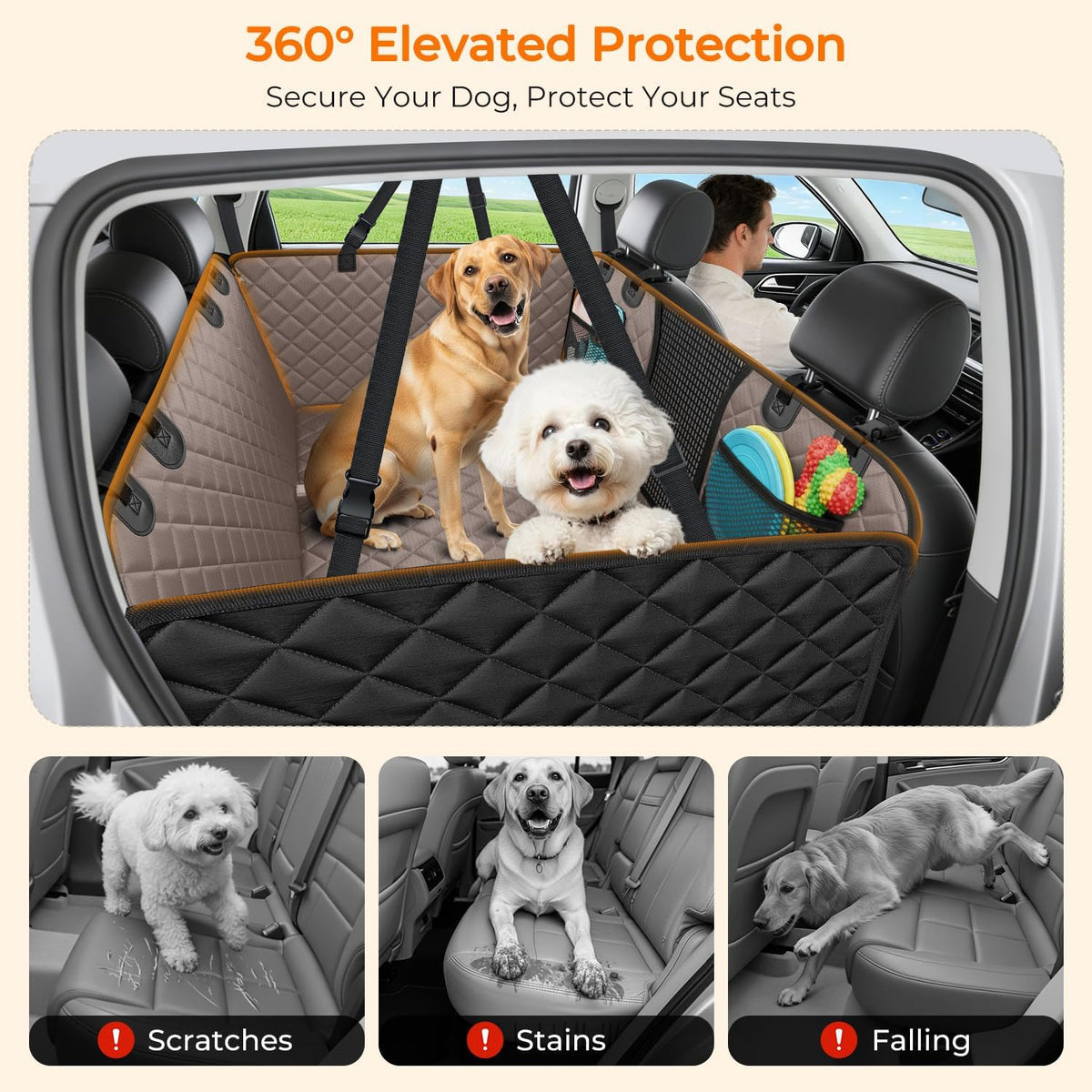 urpower back seat extender for dogs, large hard, front angle view