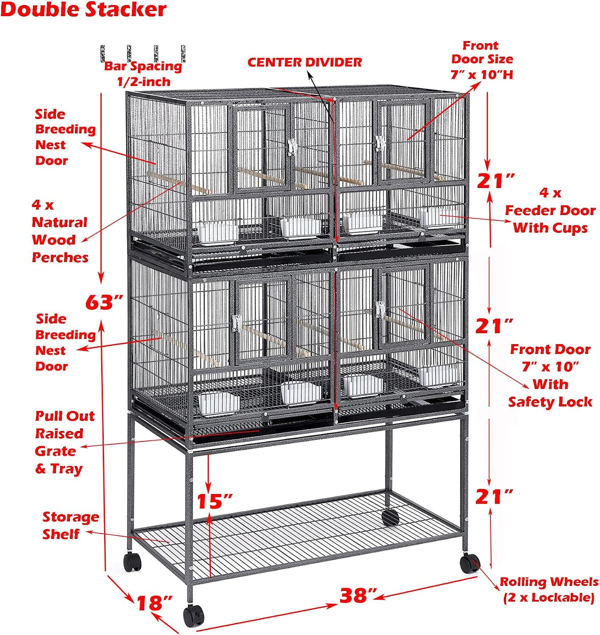 double stackable sturdy wrought iron center divided side shown in use