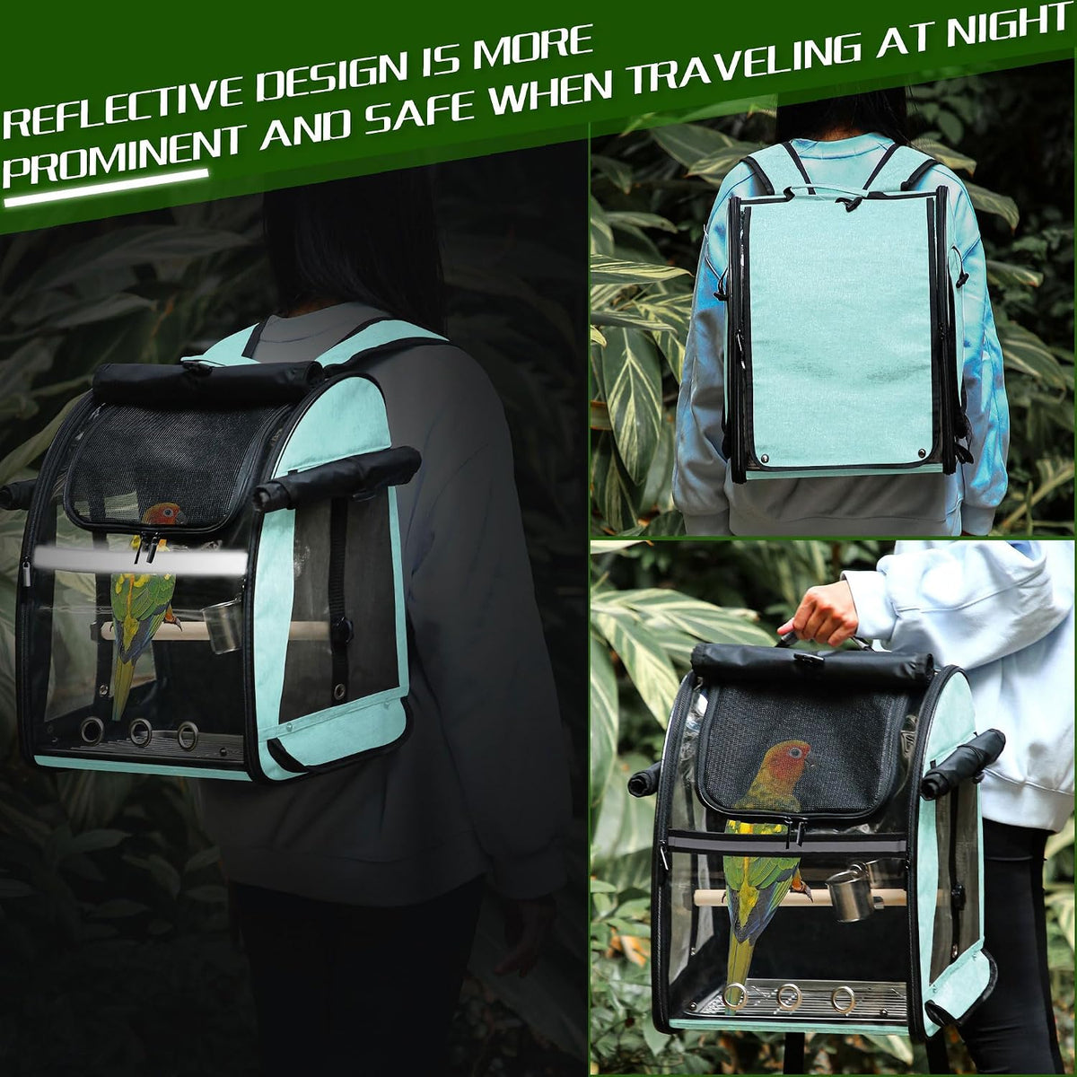 bird carrier bag with indestructible stainless steel mesh, close-up detail