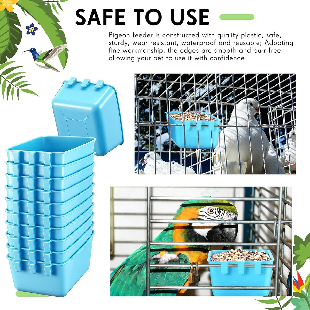 maxdot 50 pcs cage cups chicken feeder 16 showing dimensions