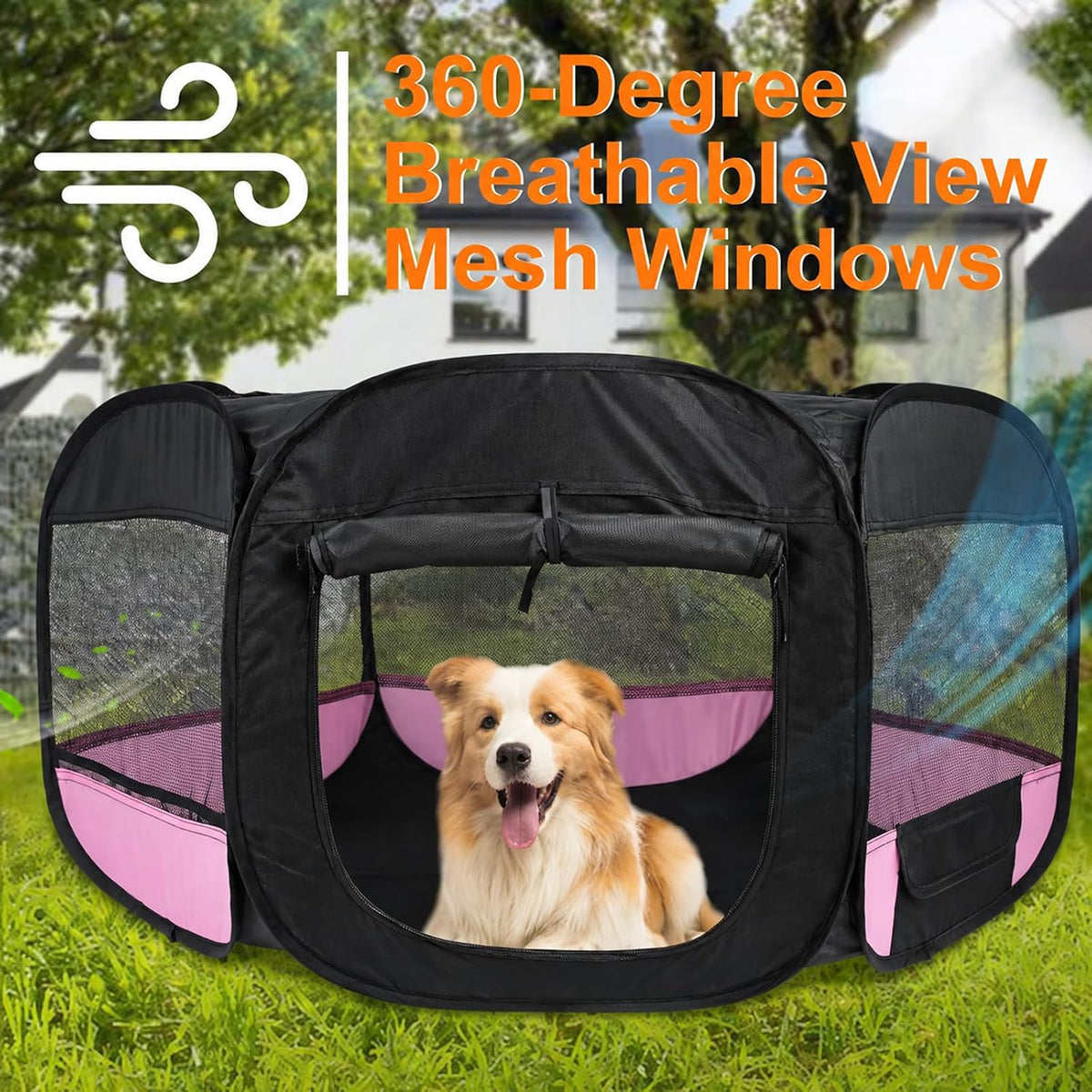 dog cat playpen, pet puppy playpen, puppy dog shown in use