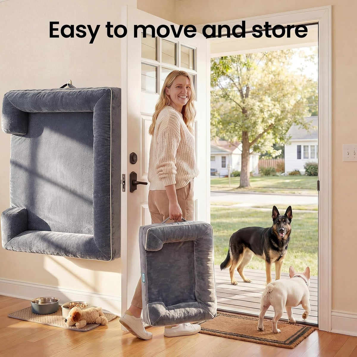 ohgeni orthopedic extra large dog bed couch, memory, front angle view