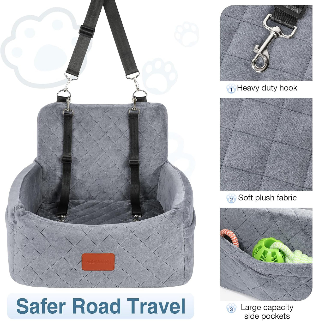 wooaidagg dog car seat for small dogs under, side view