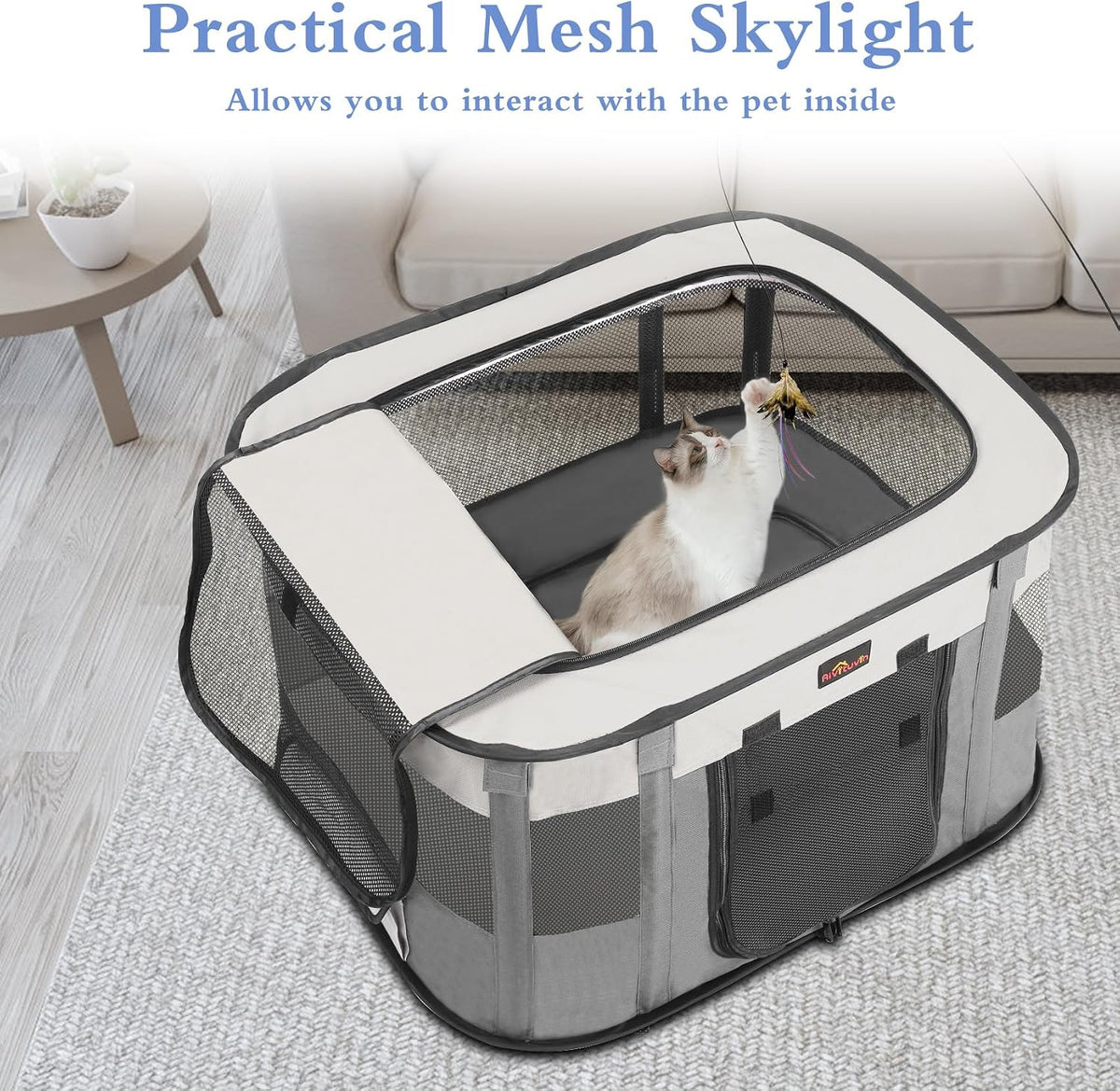 dog playpen, pet playpen, foldable kitten cage puppy, side view