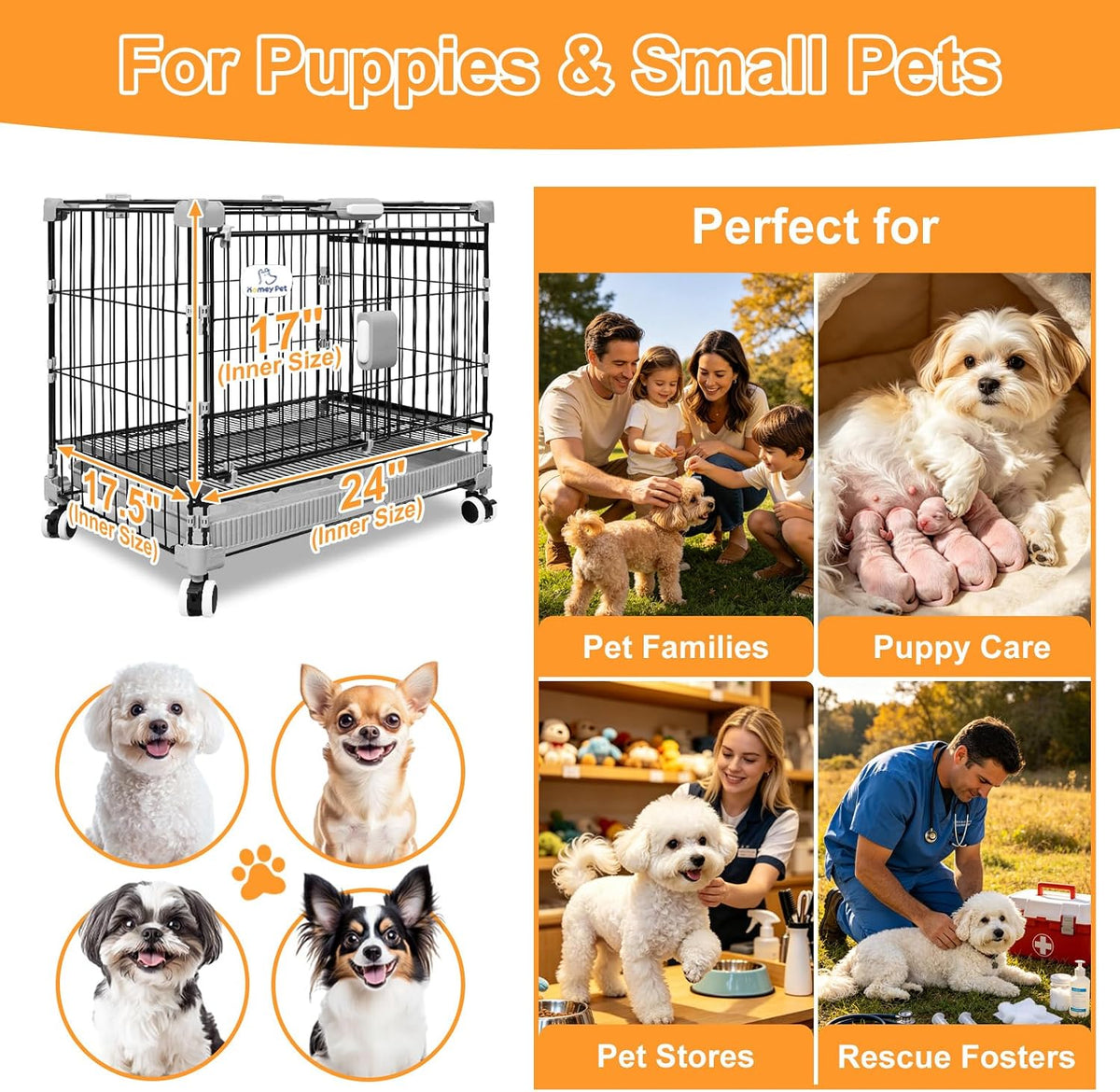 homey pet 24 inch stackable small dog crate on a desk or shelf