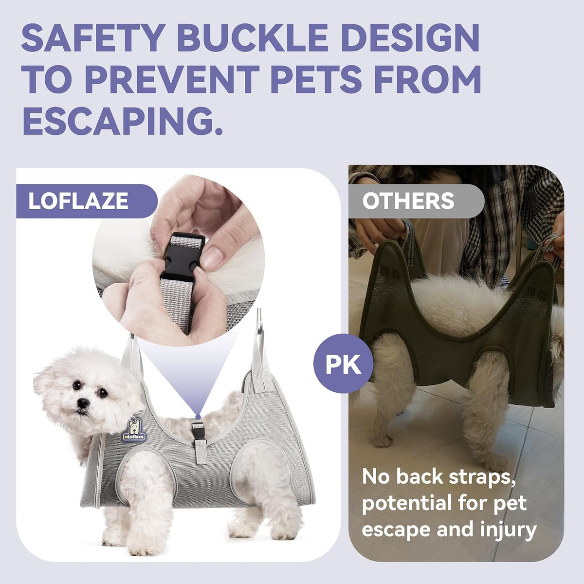 loflaze dog grooming hammock harness for dogs &, side view