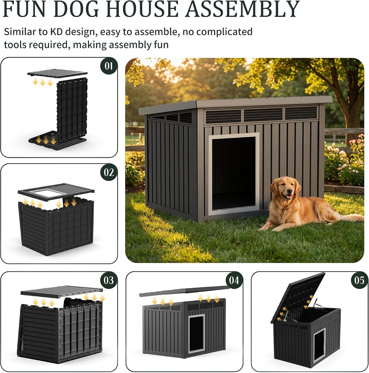 easyup outdoor dog house shelter, waterproof uv resistant showing dimensions