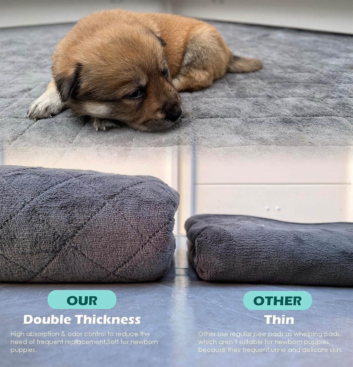 whelping mat for dogs,washable pee pad,for small and shown in use