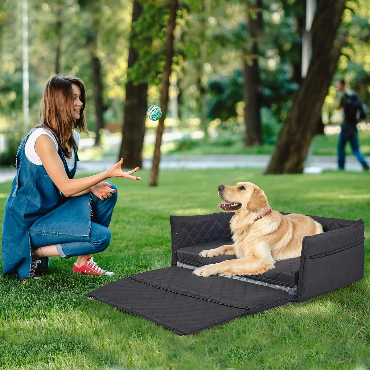 dog car seat for large/medium pet, anti slip shown in use