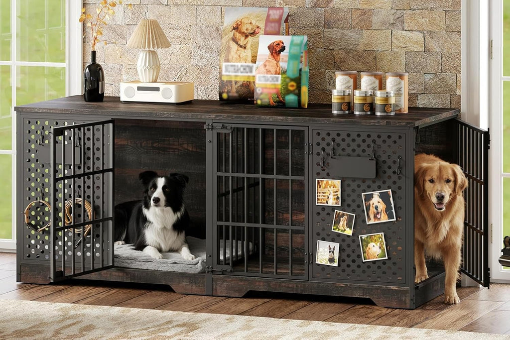 hoobro 71" dog crate furniture for 2 large, main product view