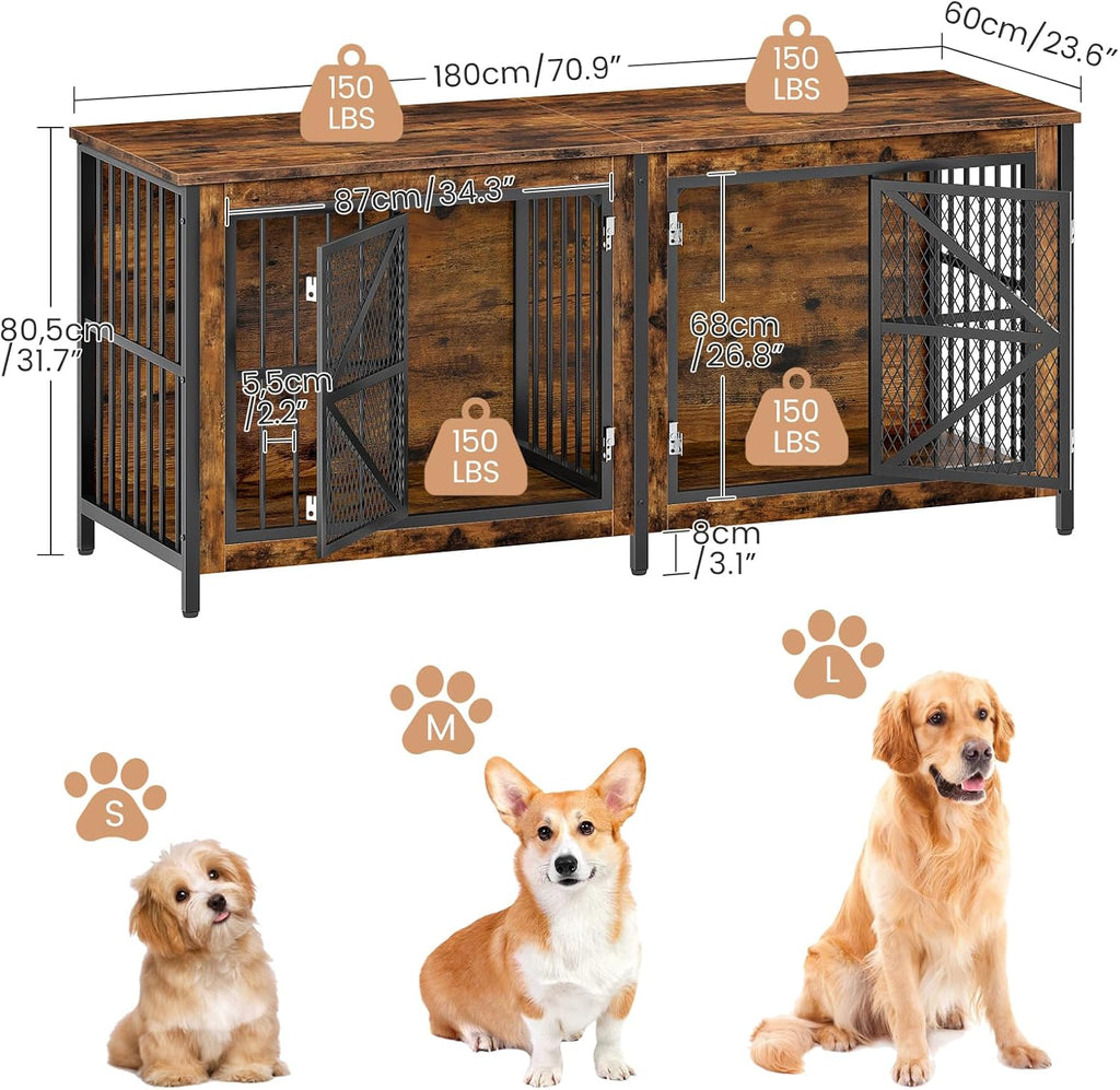 choezon 71" double dog crate furniture for 2, close-up detail