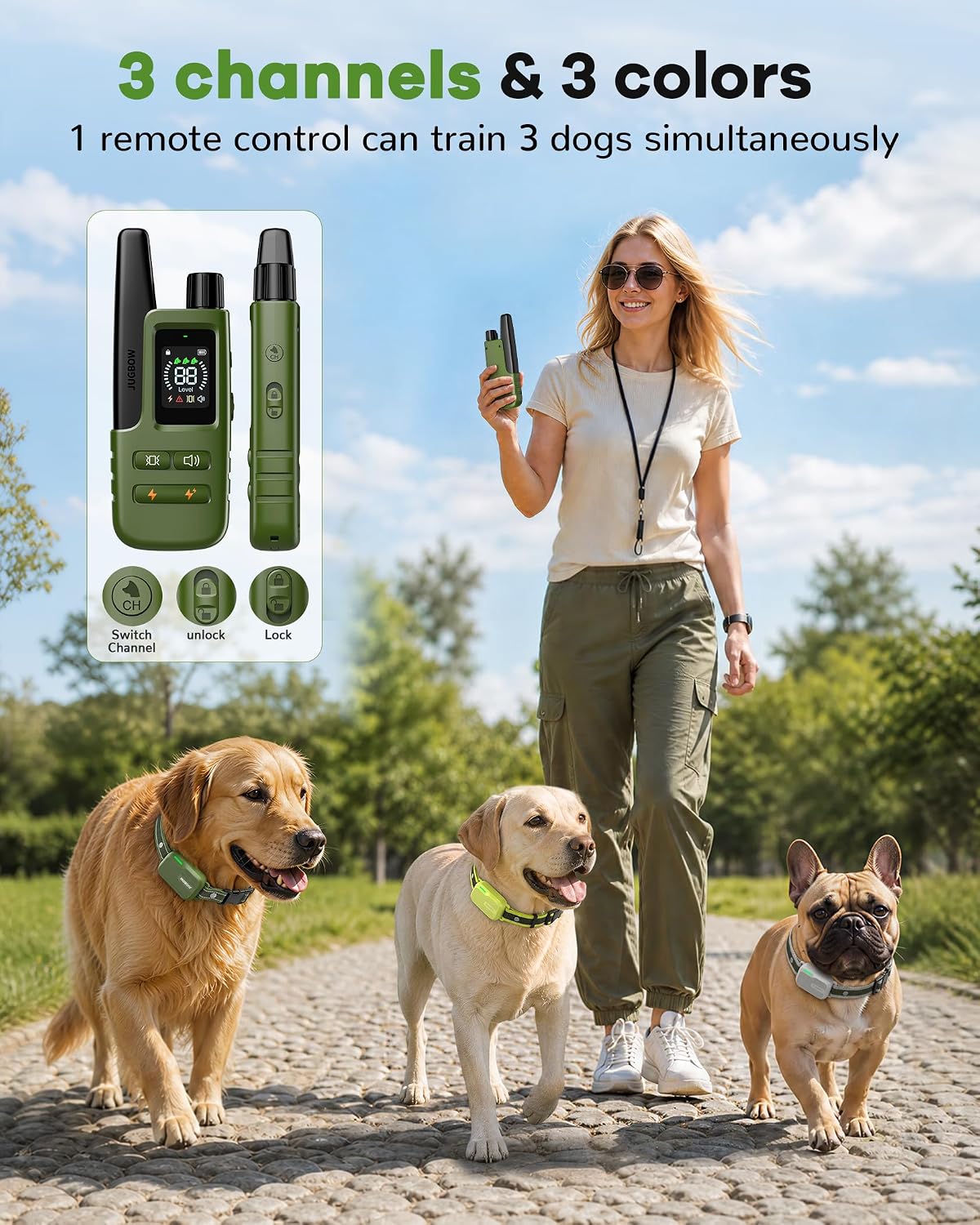 shock collar for dogs 3 pack - 4500ft shown in use