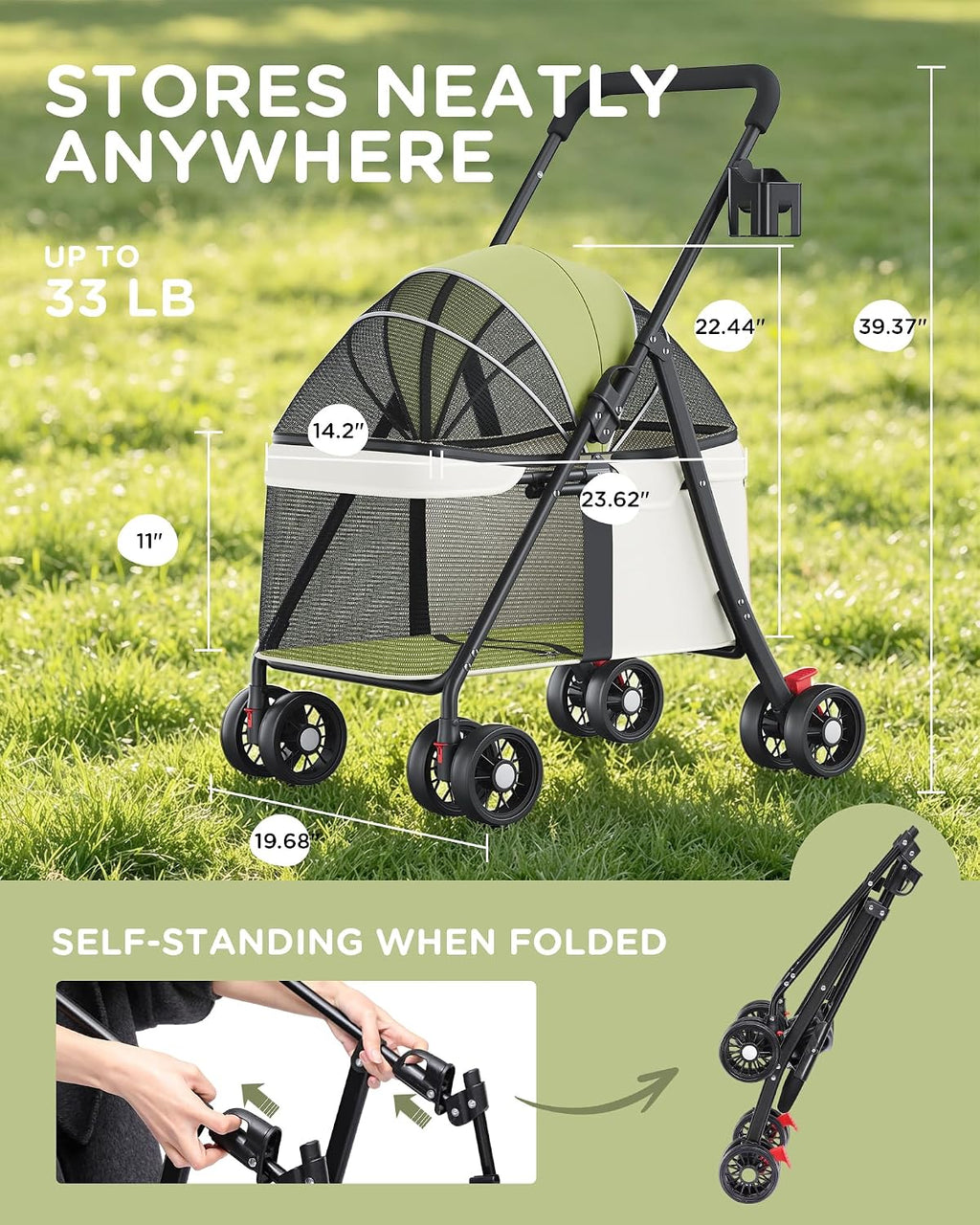 gtplayer foldable pet stroller for small dogs and shown in use