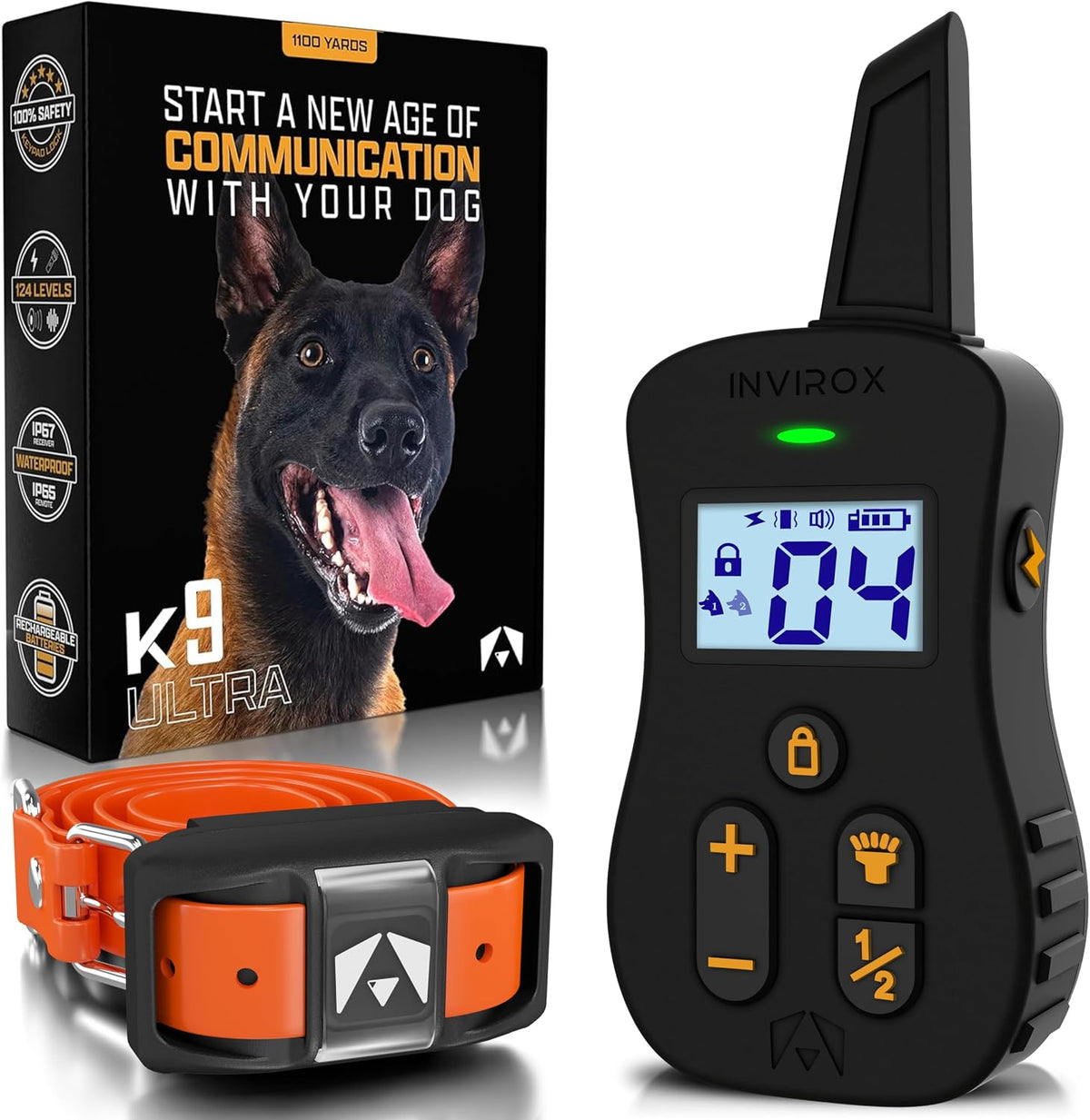 invirox ultra k9 dog training collar with remote, main product view
