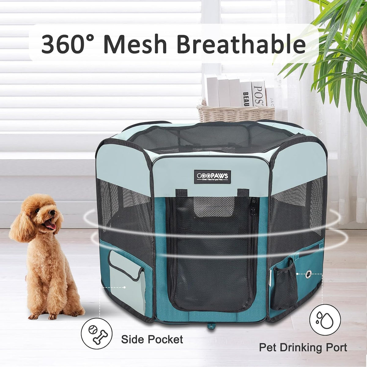 jespet soft dog playpen, portable pet exercise pen, close-up detail