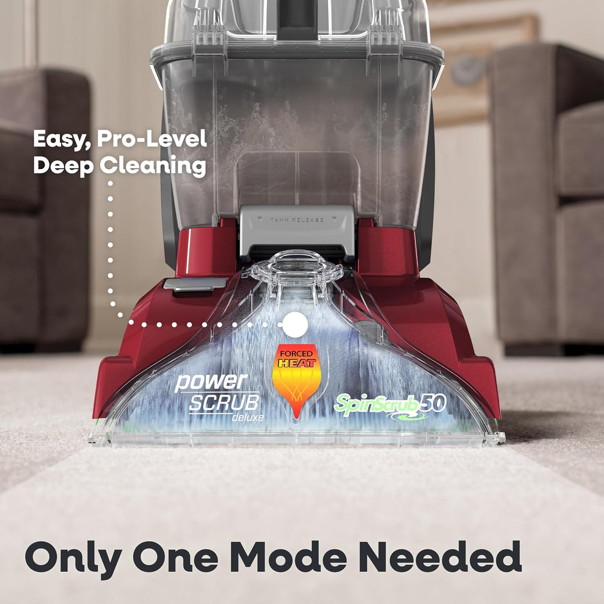 hoover powerscrub deluxe carpet cleaner machine, pet & showing dimensions