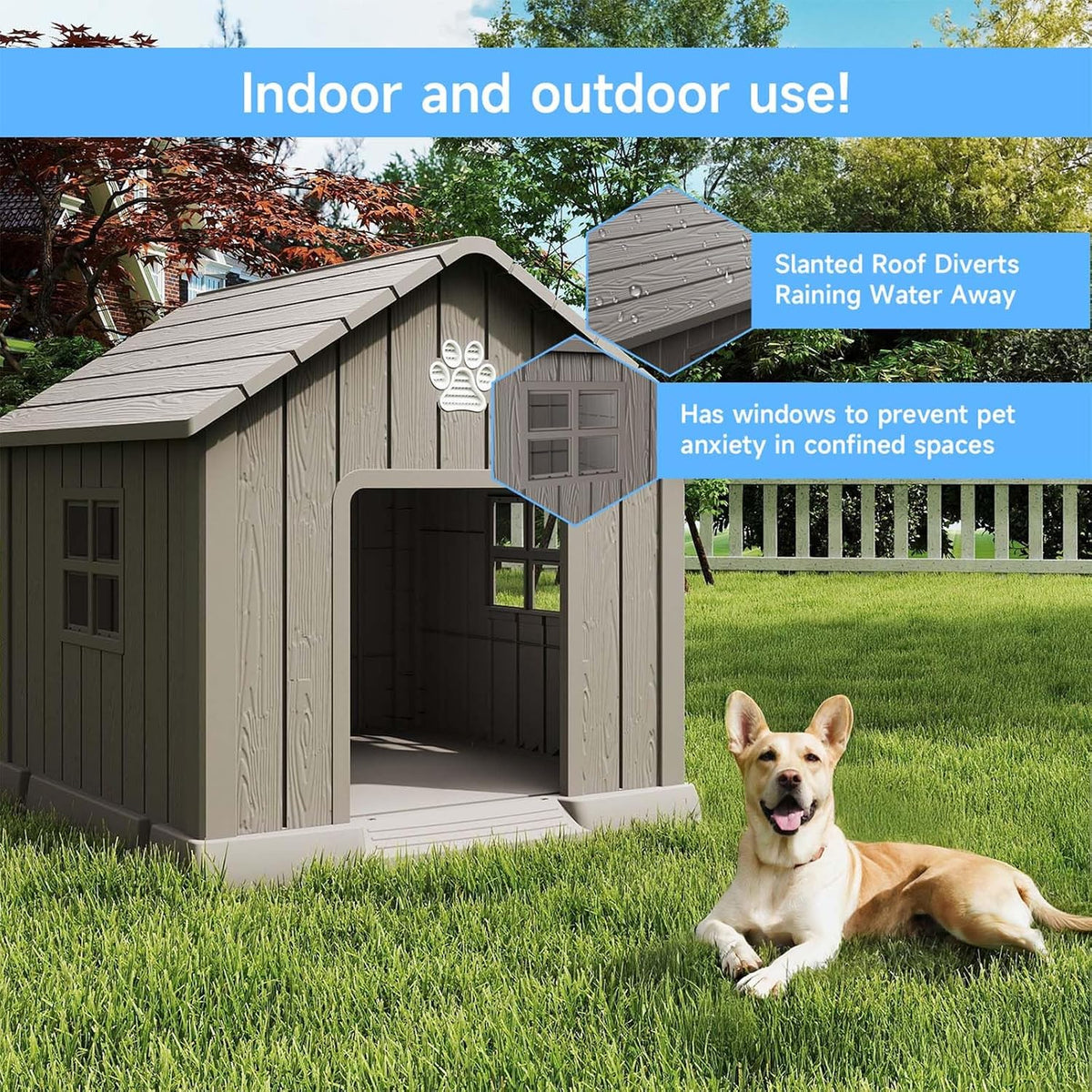 easyup dog house outdoor indoor, dog house weatherproof, side view