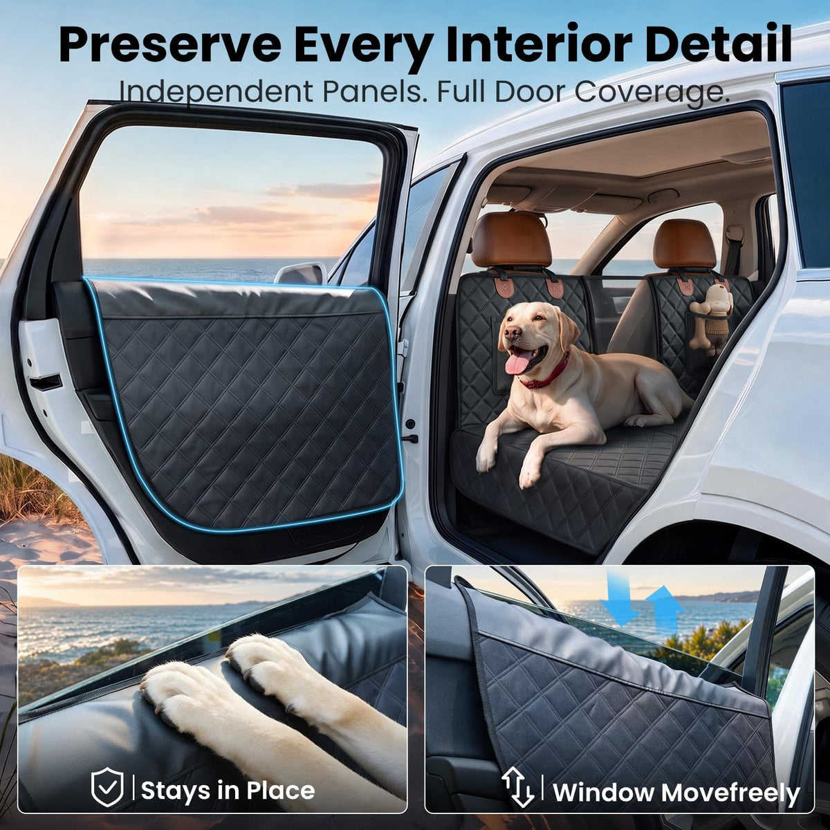 reevaa 3.0 hard bottom dog car seat cover shown in use