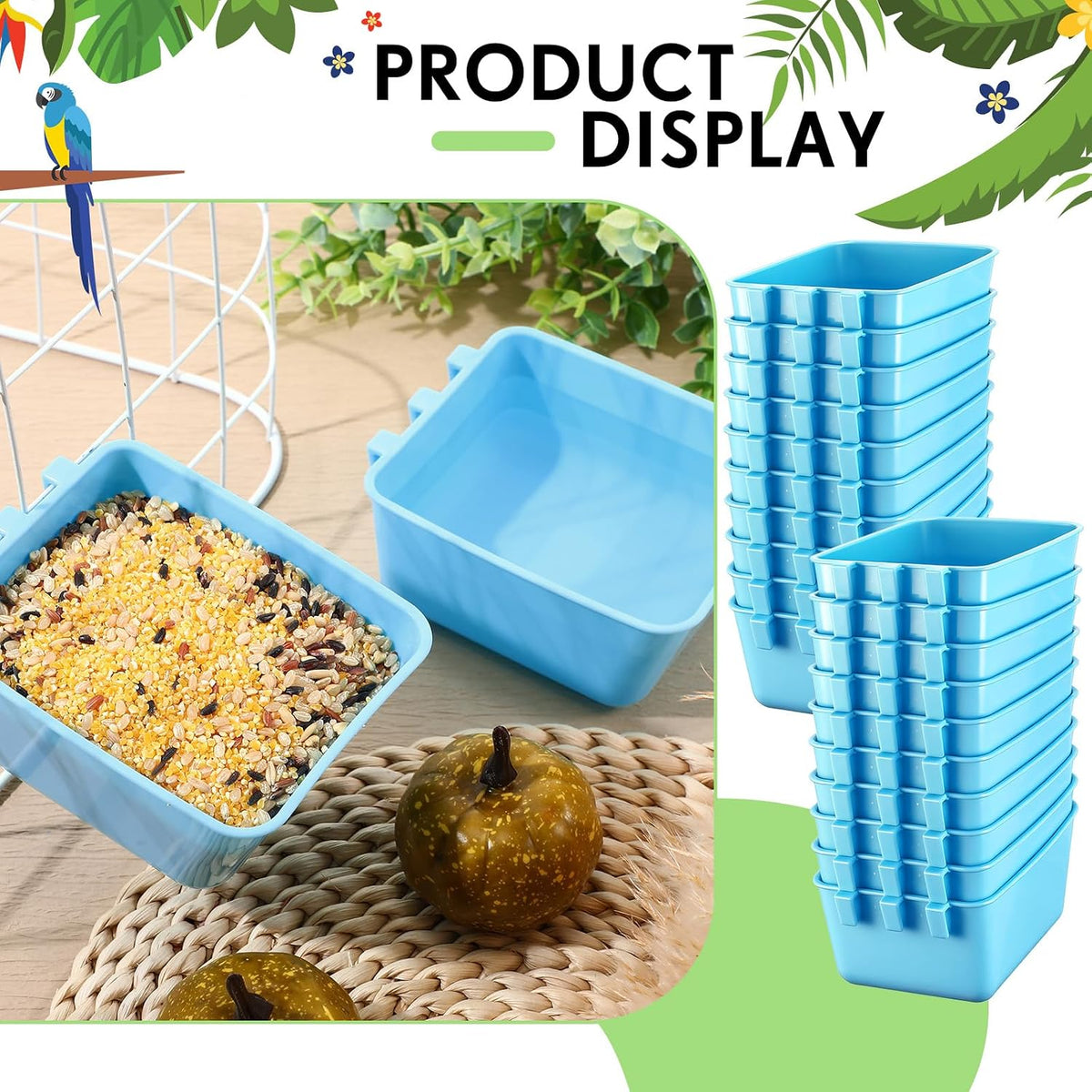 maxdot 50 pcs cage cups chicken feeder 16, close-up detail