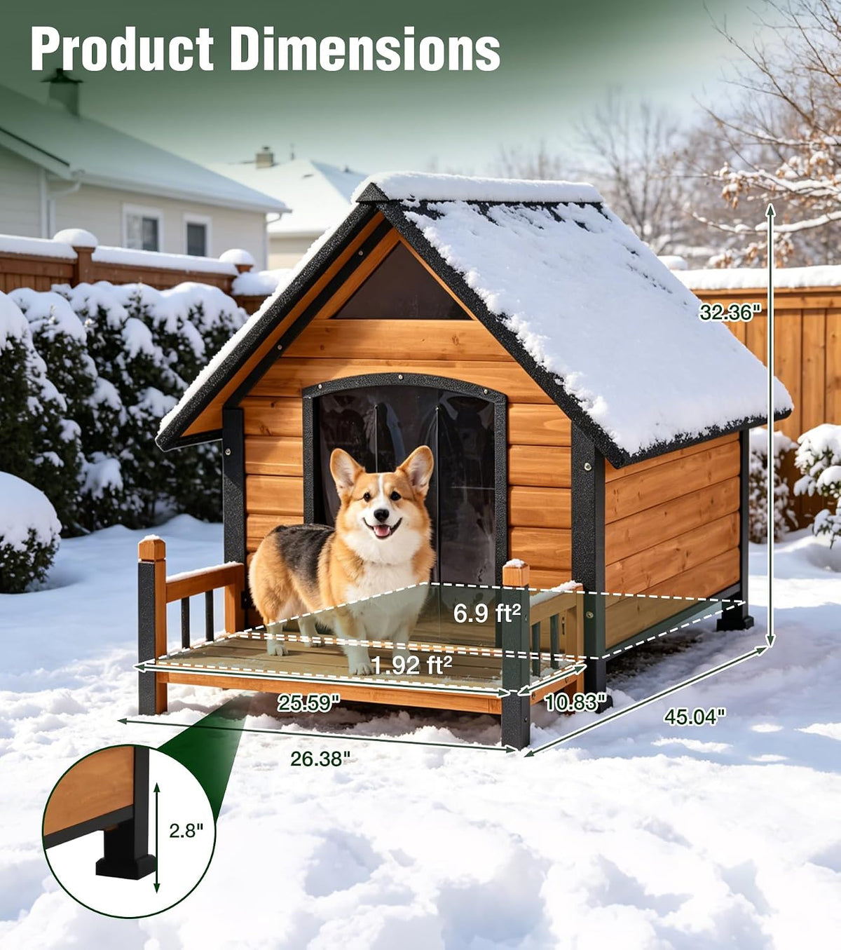 gutinneen heated dog house for outside with iron, view 9